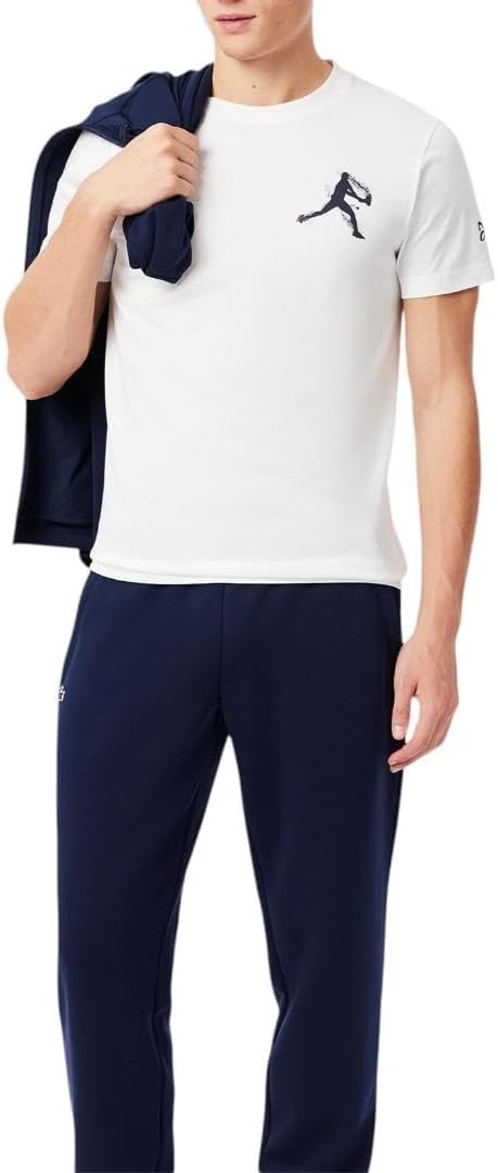 Футболка Lacoste Men's Sport Tennis X Novak Djokovic Pack, White/Navy Blue — фото 4
