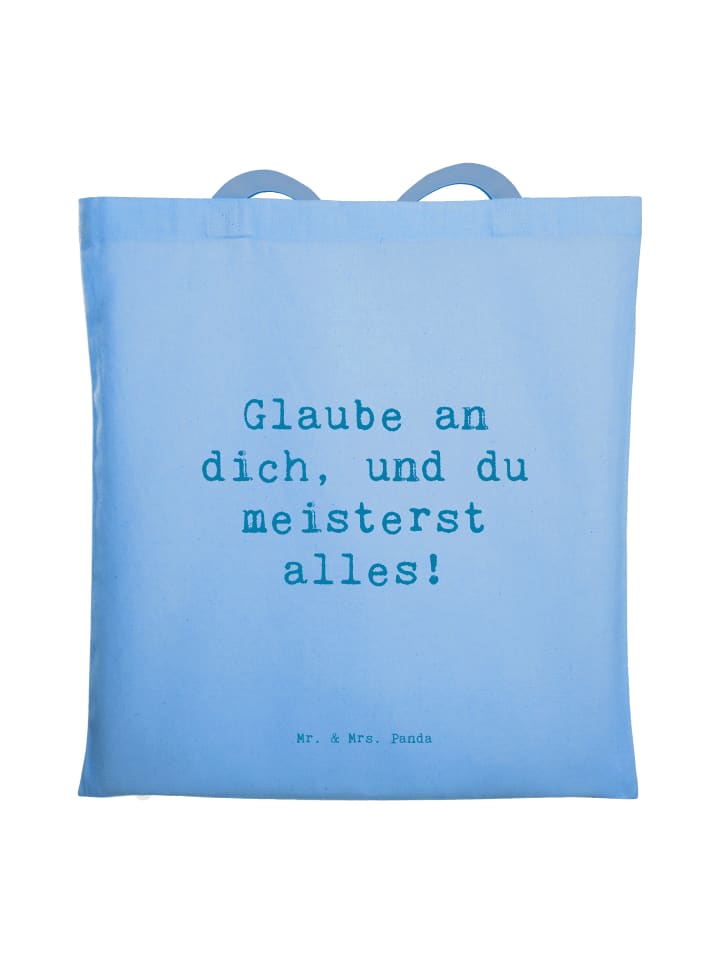 

Mr. & Mrs. Panda Сумка-шоппер с надписью: «Преодоление повседневных препятствий...» небесно-голубого цвета