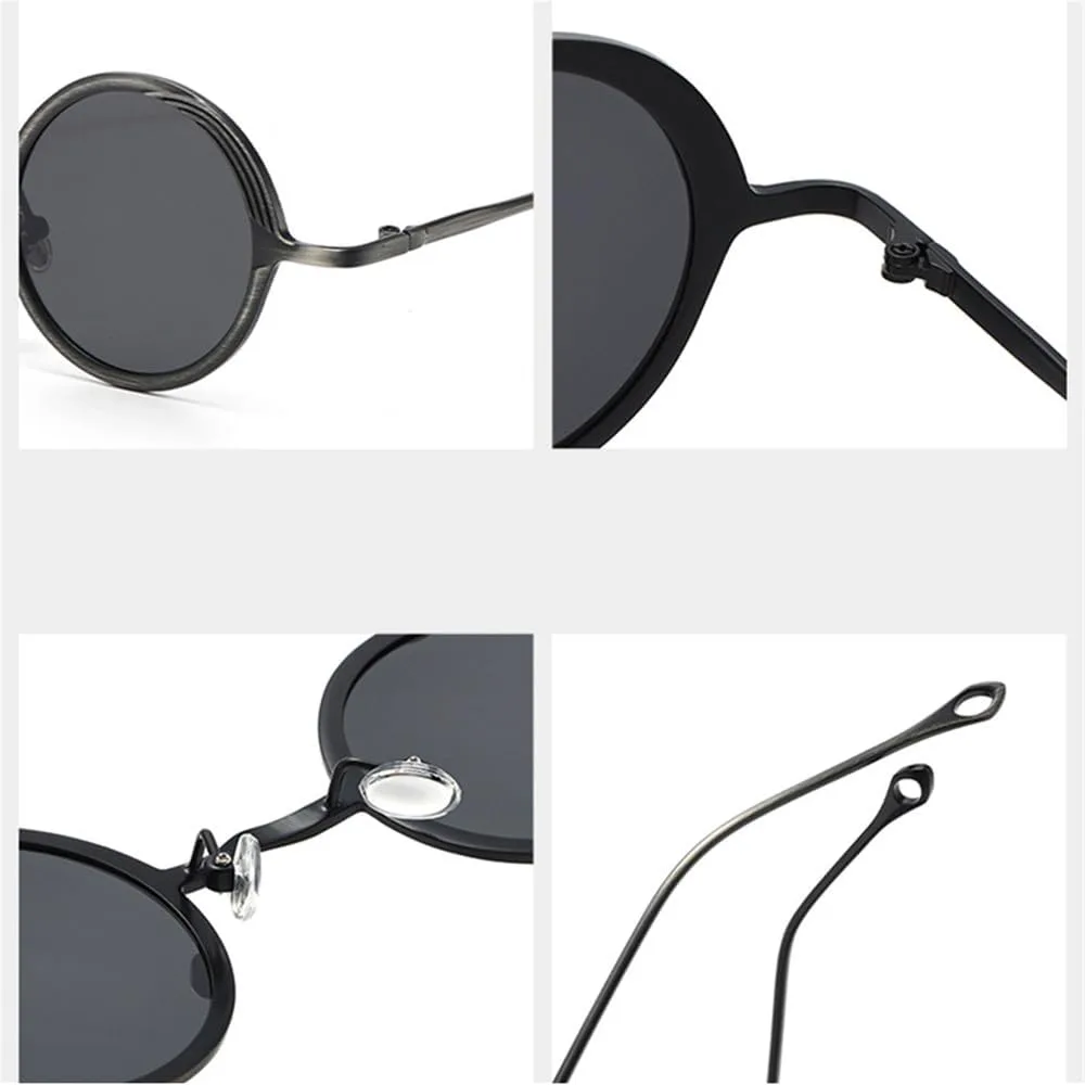 

Солнцезащитные очки UV400 - маленькие круглые металлические очки в стиле панк для женщин и мужчин, для бега и занятий спортом на открытом воздухе UYPTK, Golden Clear