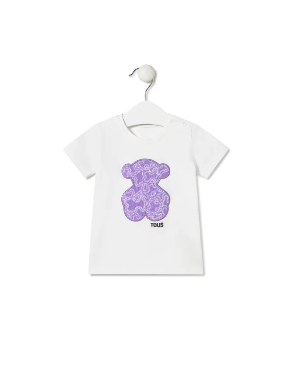 

Белая пляжная футболка для девочки с медведем Kaos спереди Tous, лиловый