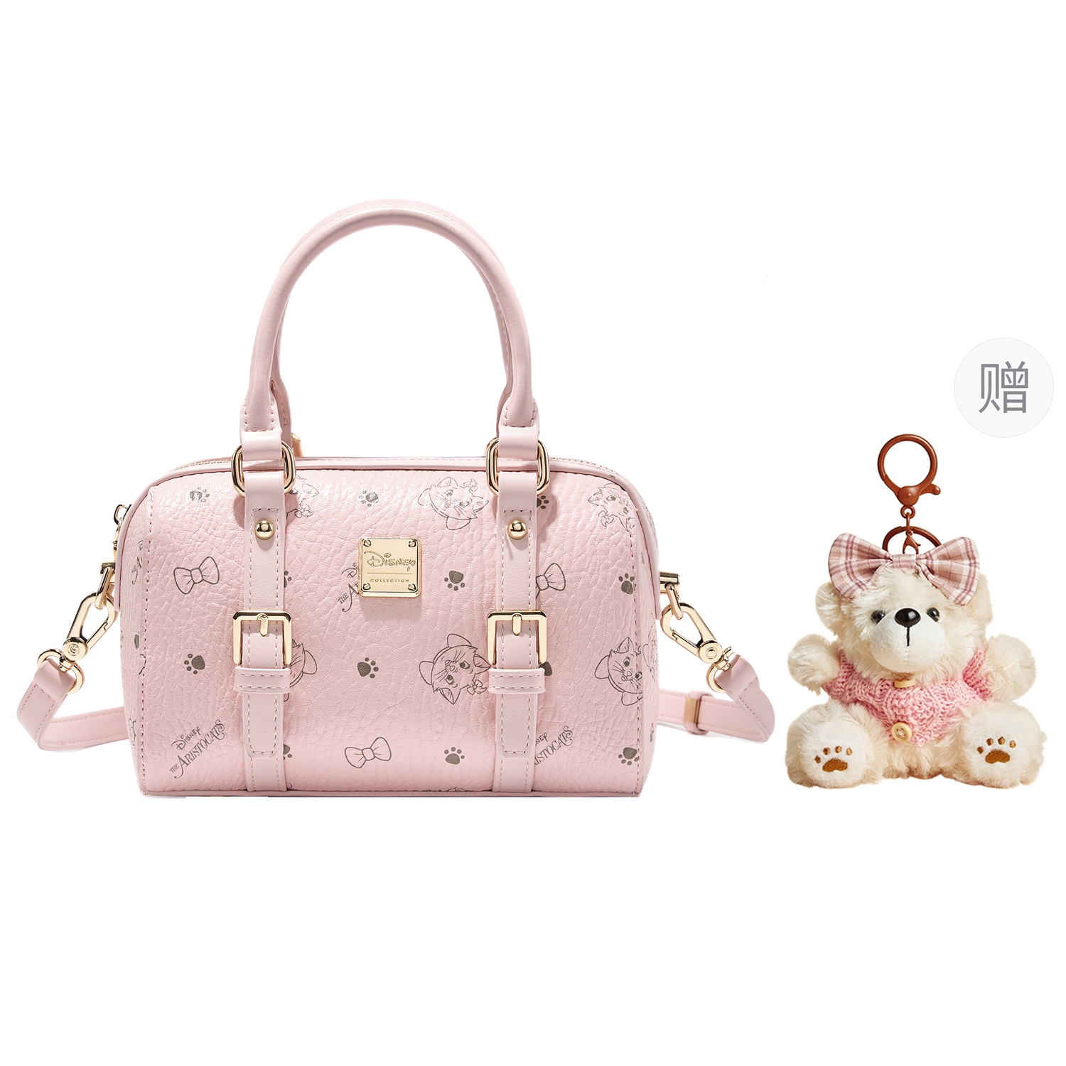 

Disney Женская розовая бархатная сумка из искусственной кожи, Pink[Includes Marie Cat Collection Limited Edition Box+Pendant]