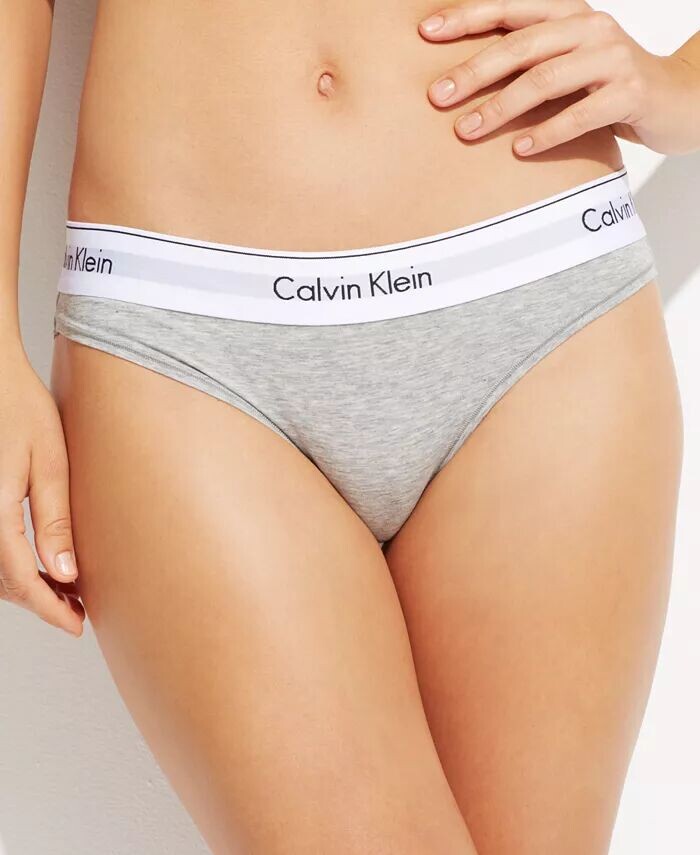 

Calvin Klein Женское современное хлопковое нижнее белье бикини F3787, серый