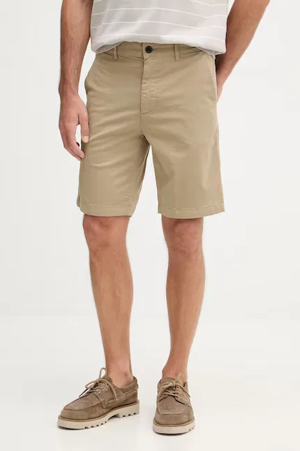Шорты chino из хлопка с эластаном BOSS Orange, бежевый