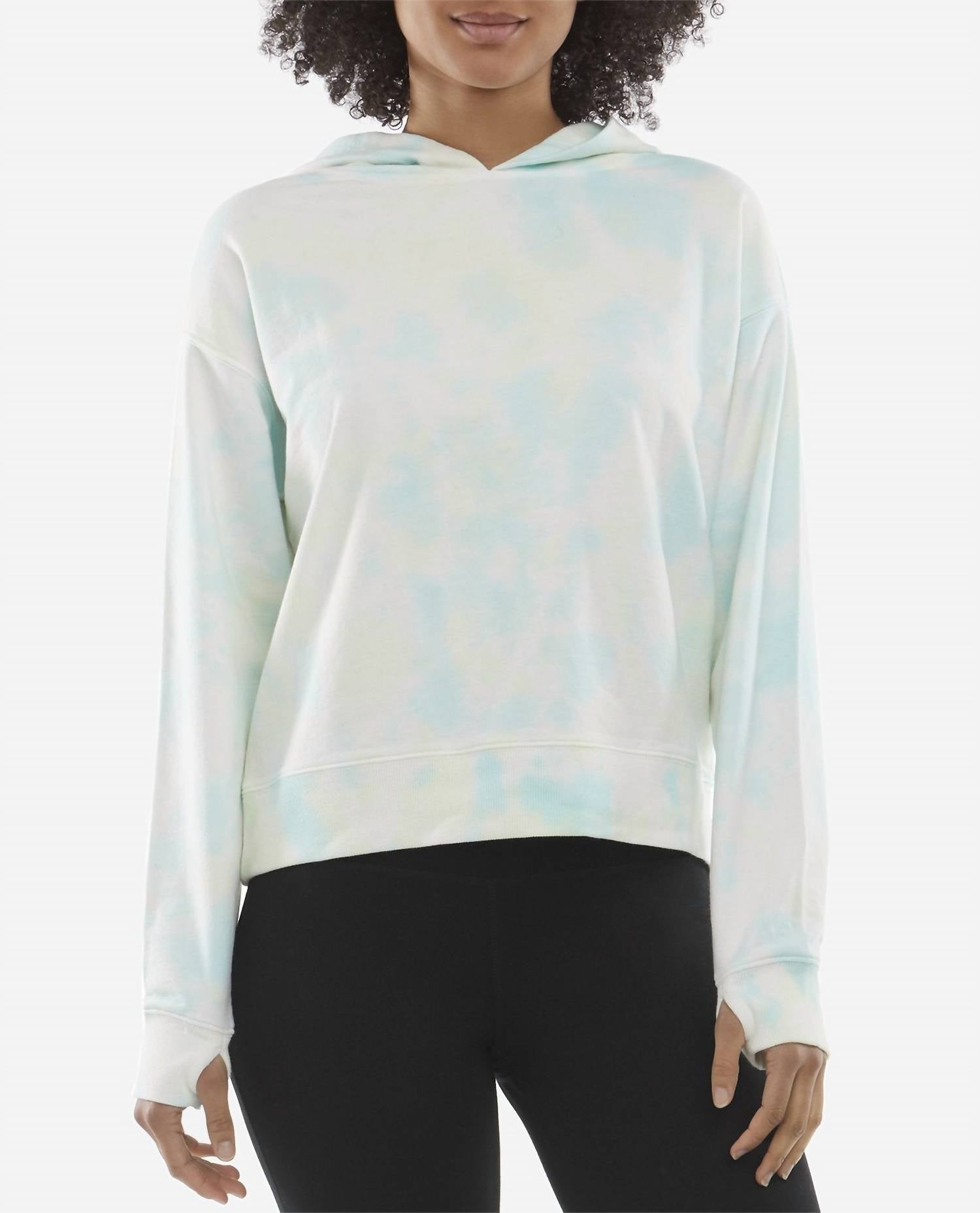

Толстовка с капюшоном Mottled Tie Dye цвета Crystal Turquoise Danskin