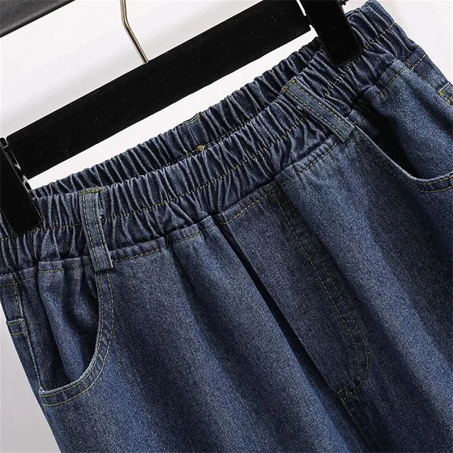 Женские джинсы прямого кроя Plus Size с высокой талией и свободным силуэтом — фото 4