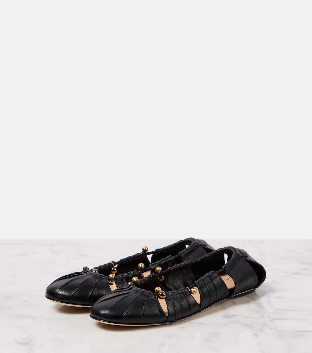 Кожаные балетки Luna с декоративным вырезом Chloé, черный — фото 4