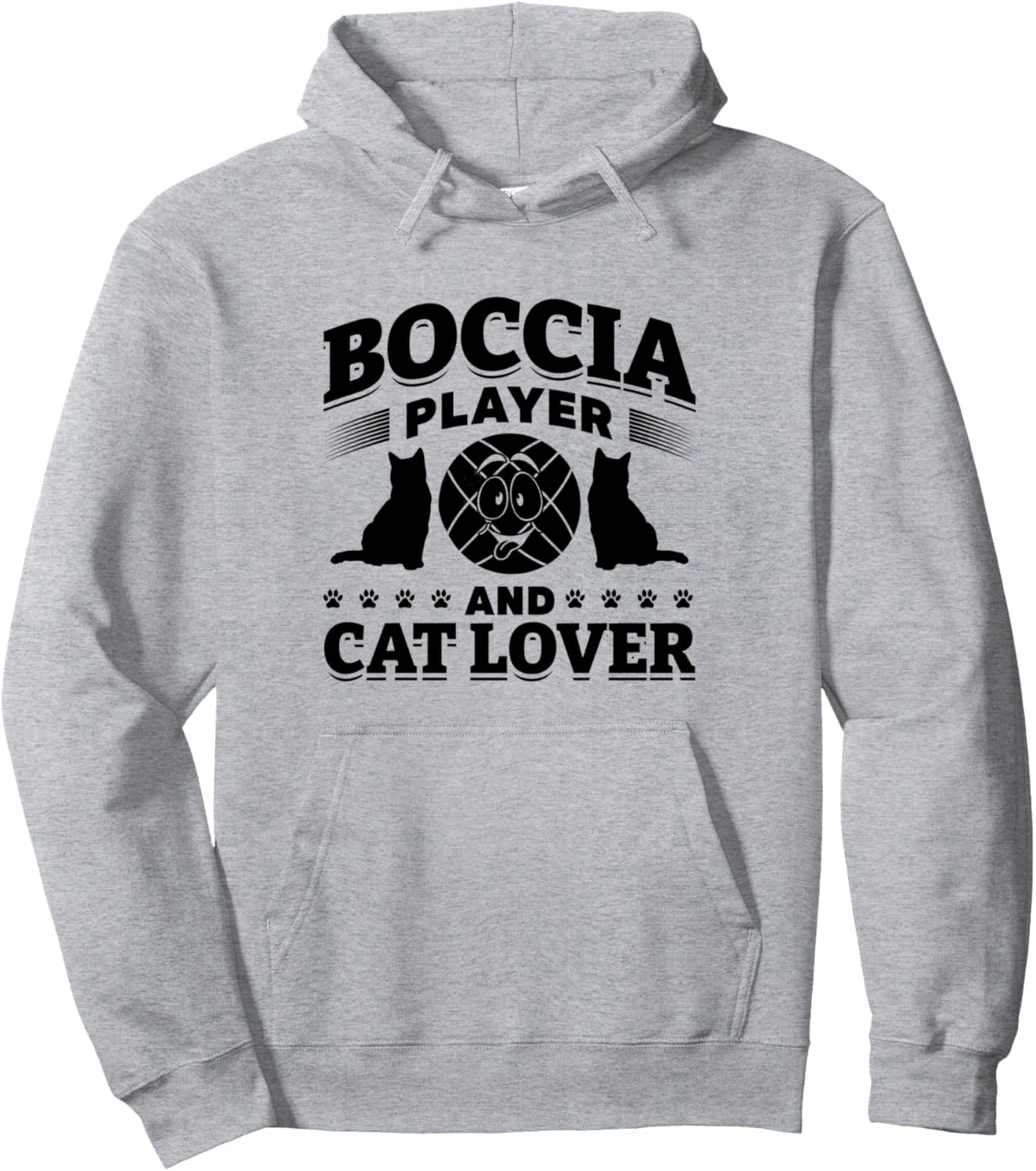 

Худи с надписью «Игрок в бочче и любитель кошек - владелец кошки, игрок в бочче» Petanque Boccia Player & Cat Owner, серый
