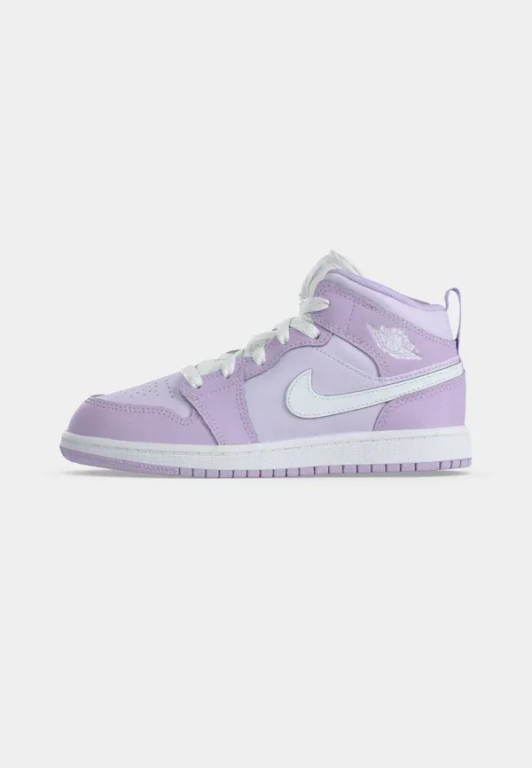 Кроссовки высокие Jordan 1 Mid High Top, фиолетовый туман/белый/едва виноградный — фото 2