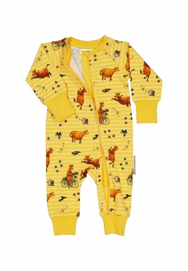 Спальный комбинезон mamma mu с двухсторонней молнией Geggamoja, Yellow Stripe — фото 4