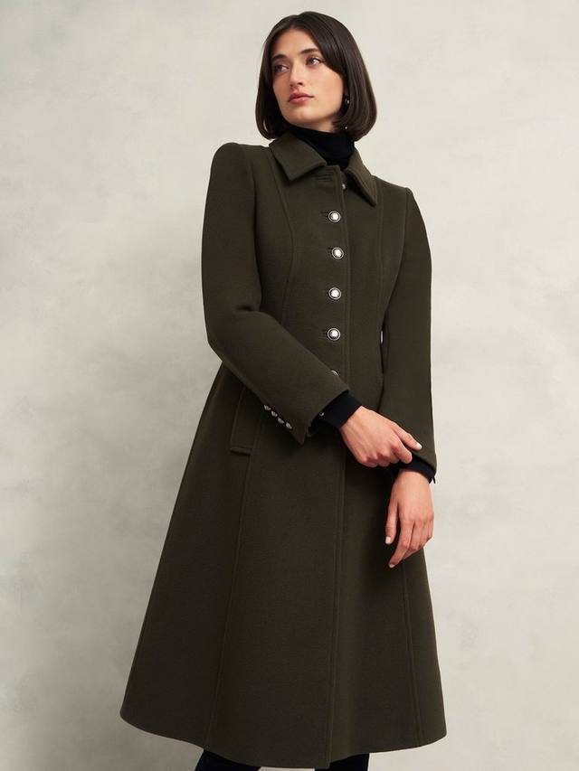 

Роскошное пальто из шерсти бейли Hobbs, цвет Olive Green