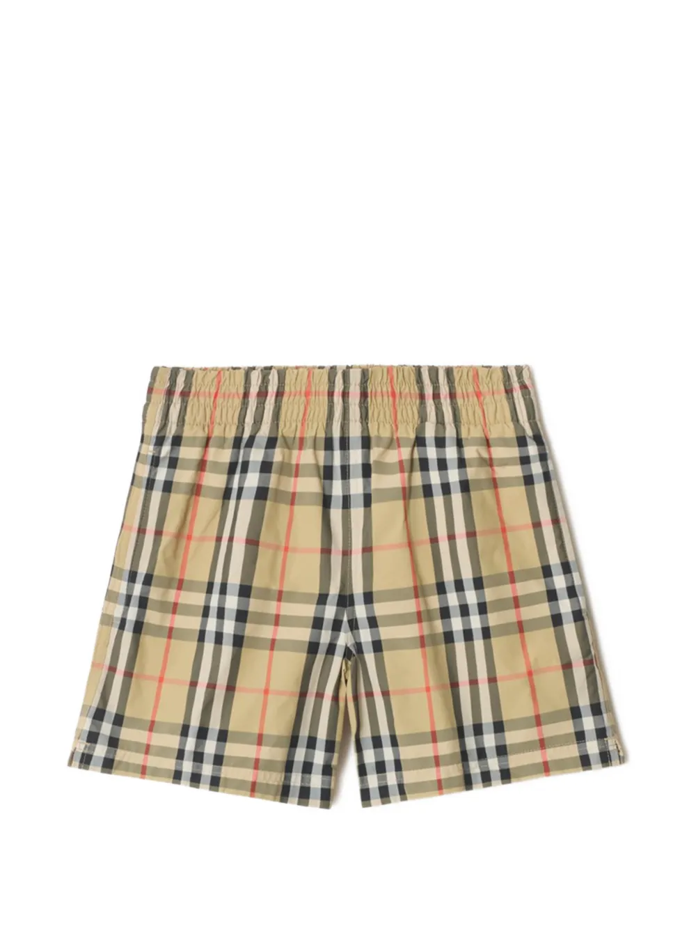 

Плавательные шорты в клетку с эластичным поясом Burberry Kids, бежевый