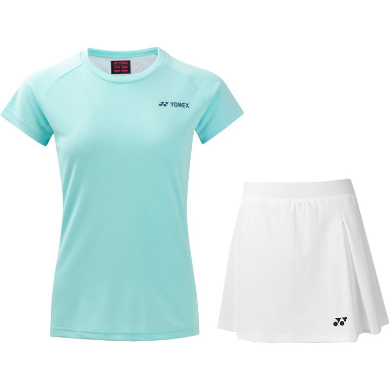 

Повседневный костюм для женщин: топ turquoise + низ white YONEX, бирюзовый/белый