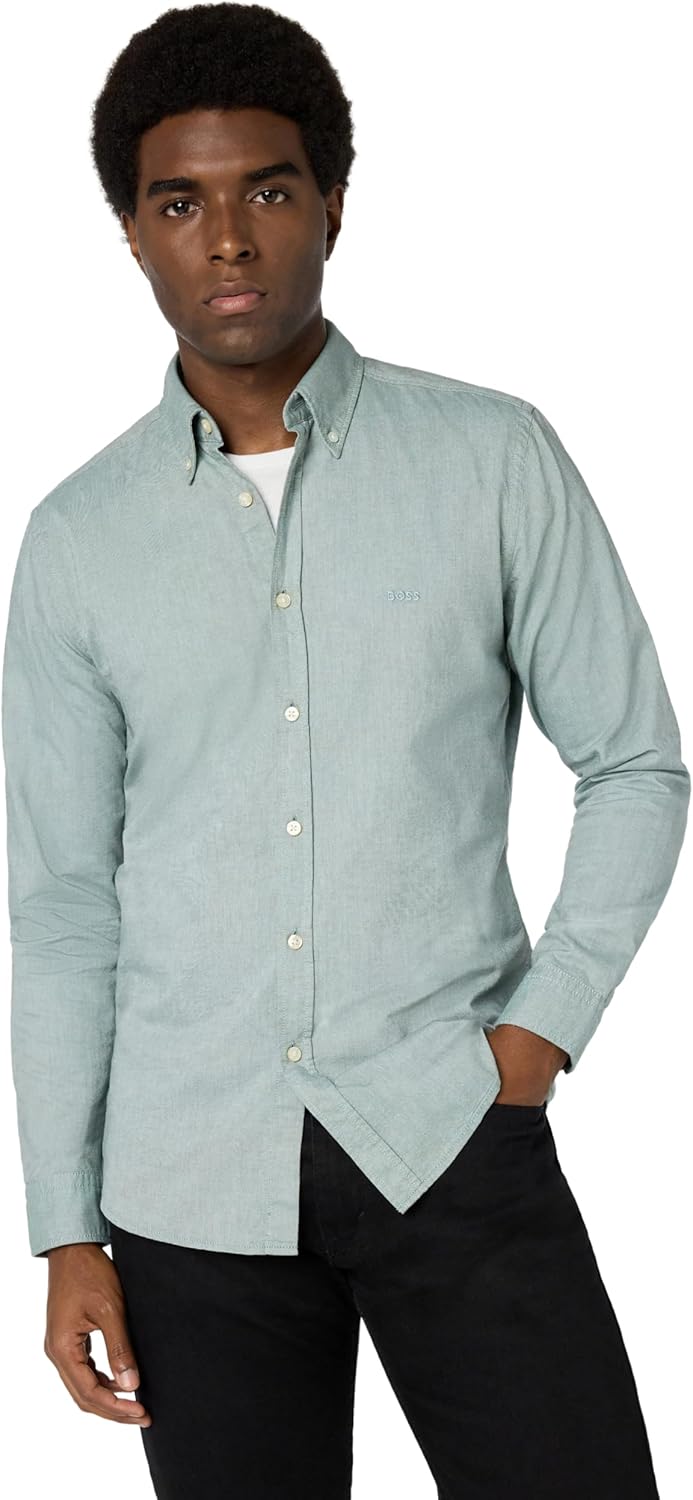 

BOSS Мужская рубашка Rickert с длинным рукавом Oxford, Spinach Green