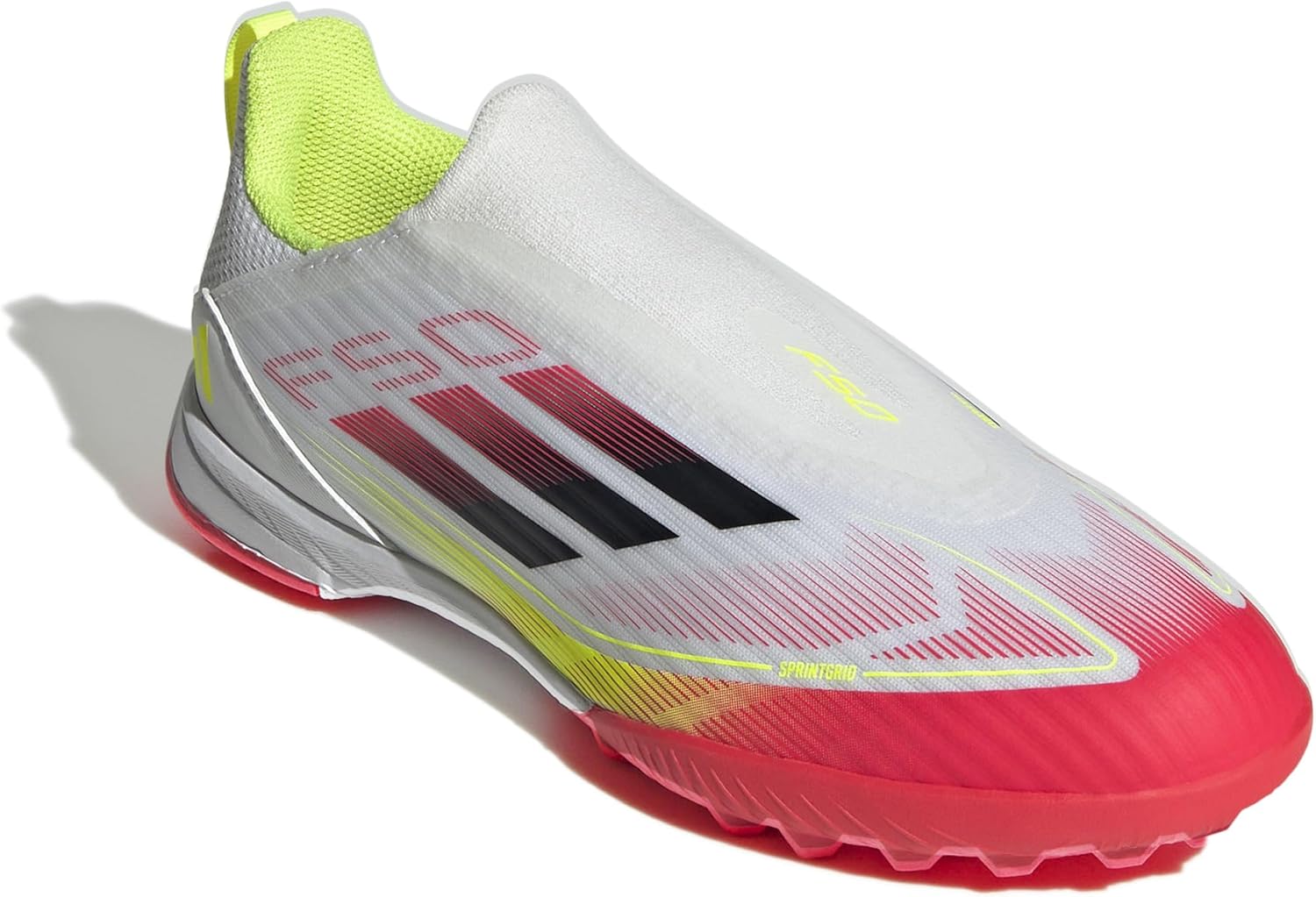 Детские кроссовки Adidas F50 League без шнурков для искусственной травы, унисекс, белый/черный/желтый — фото 4