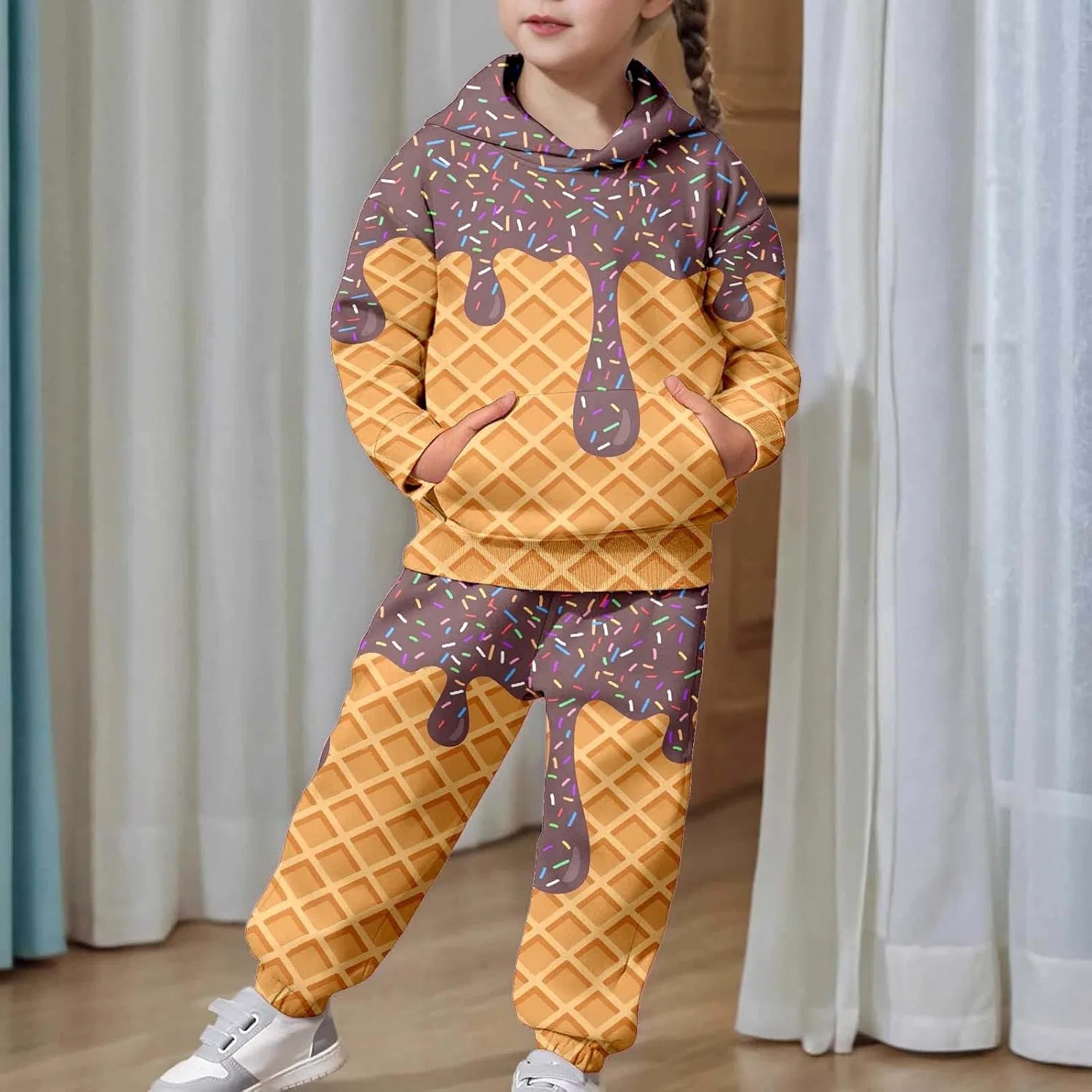 Детский спортивный костюм с принтом мороженое, Generic, 13-brown — фото 2