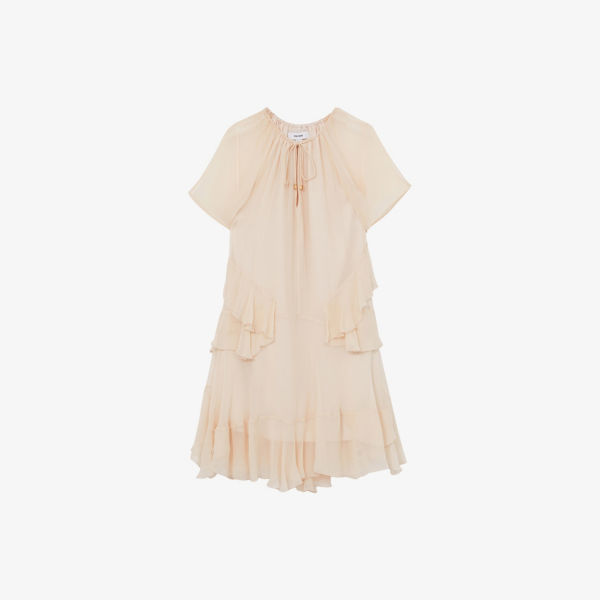 

Лекси платье мини с рюшами из ткани Reiss, розовый