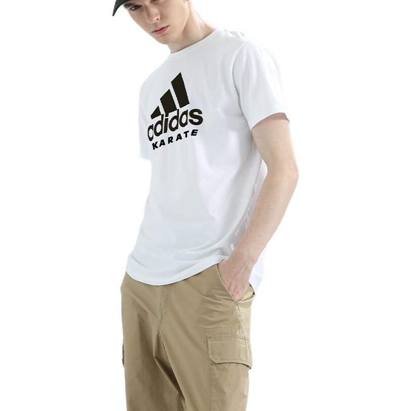 Футболка мужская черная этикетка на белом Adidas, черный — фото 3