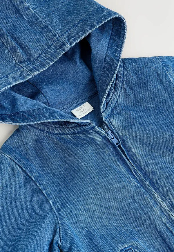 Джинсовая куртка прямого кроя с капюшоном и застежкой-молнией Next, Charcoal Grey Denim — фото 2
