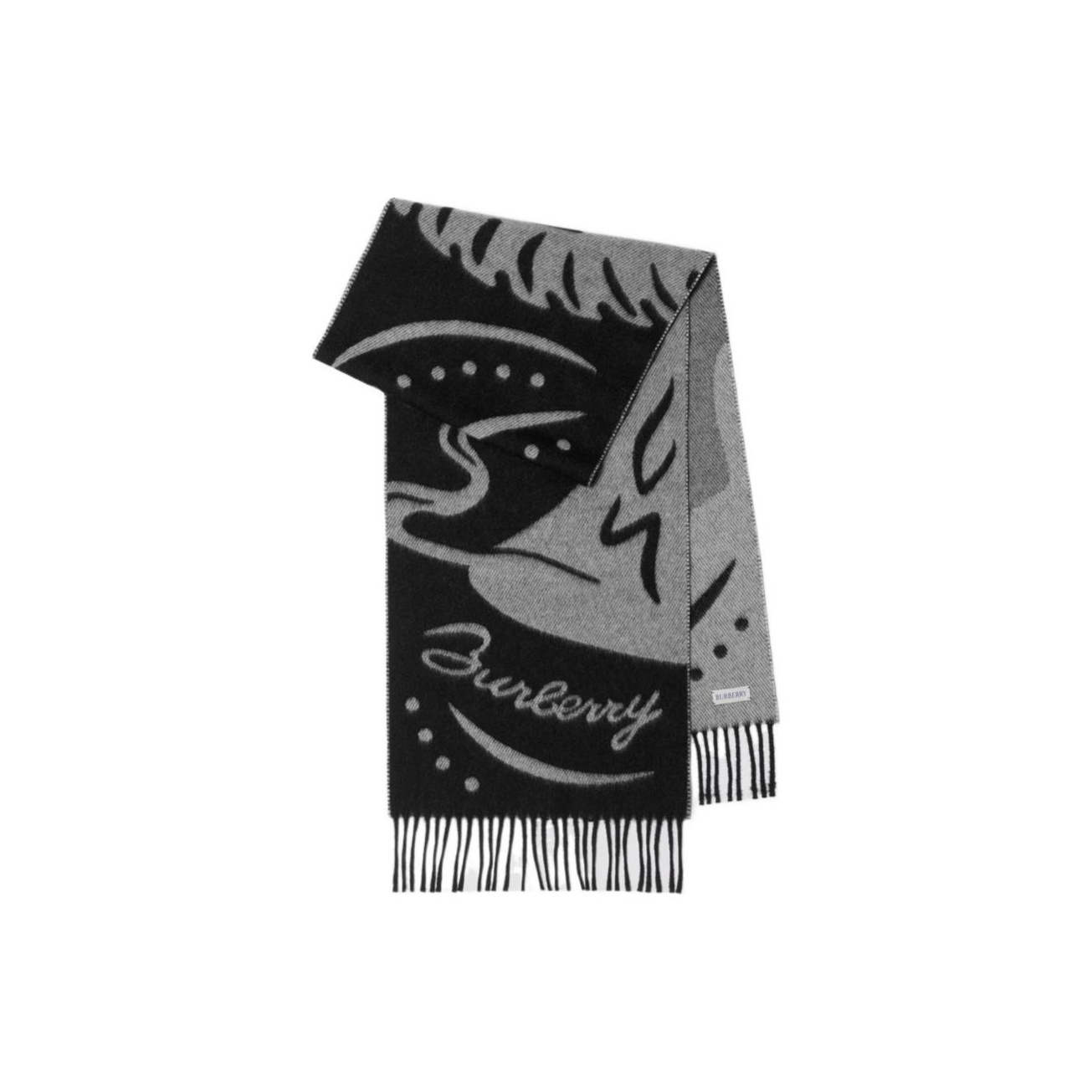 

Burberry Зеркальный кашемировый шарф Horse, Black