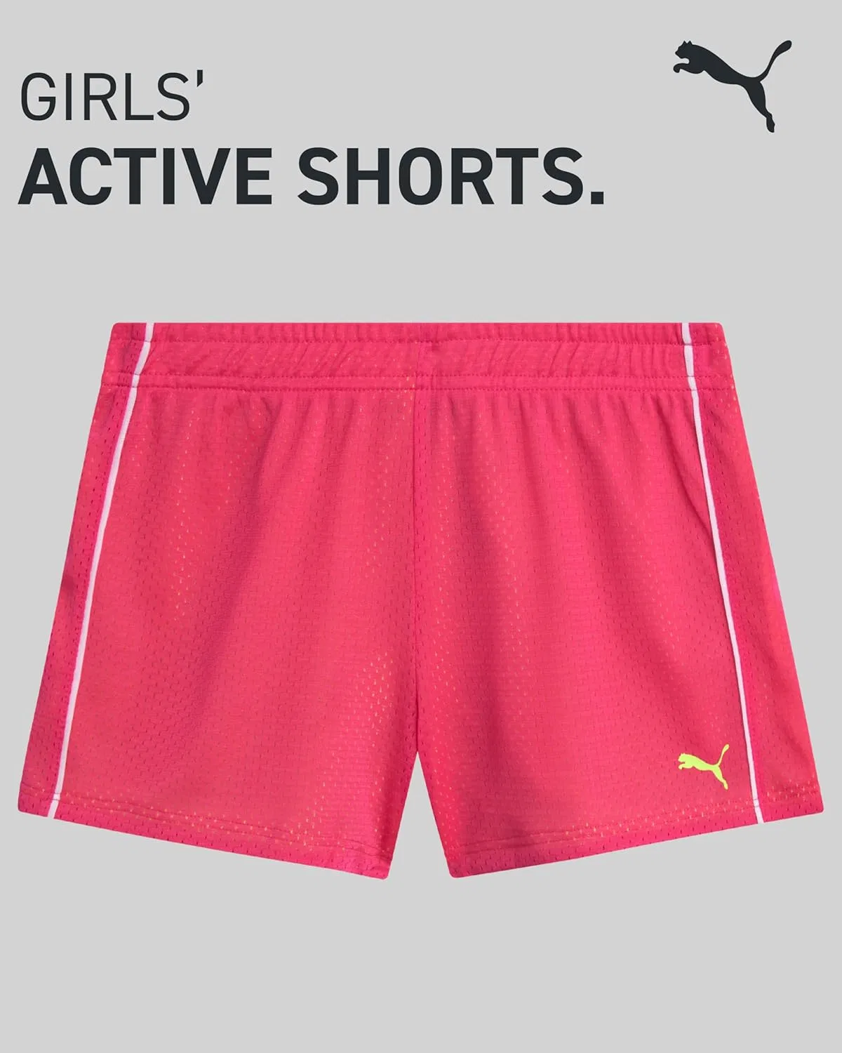 Спортивные шорты PUMA для девочек - двойные сетчатые шорты Dolphin для активного отдыха и игр на свежем воздухе, розовый — фото 3