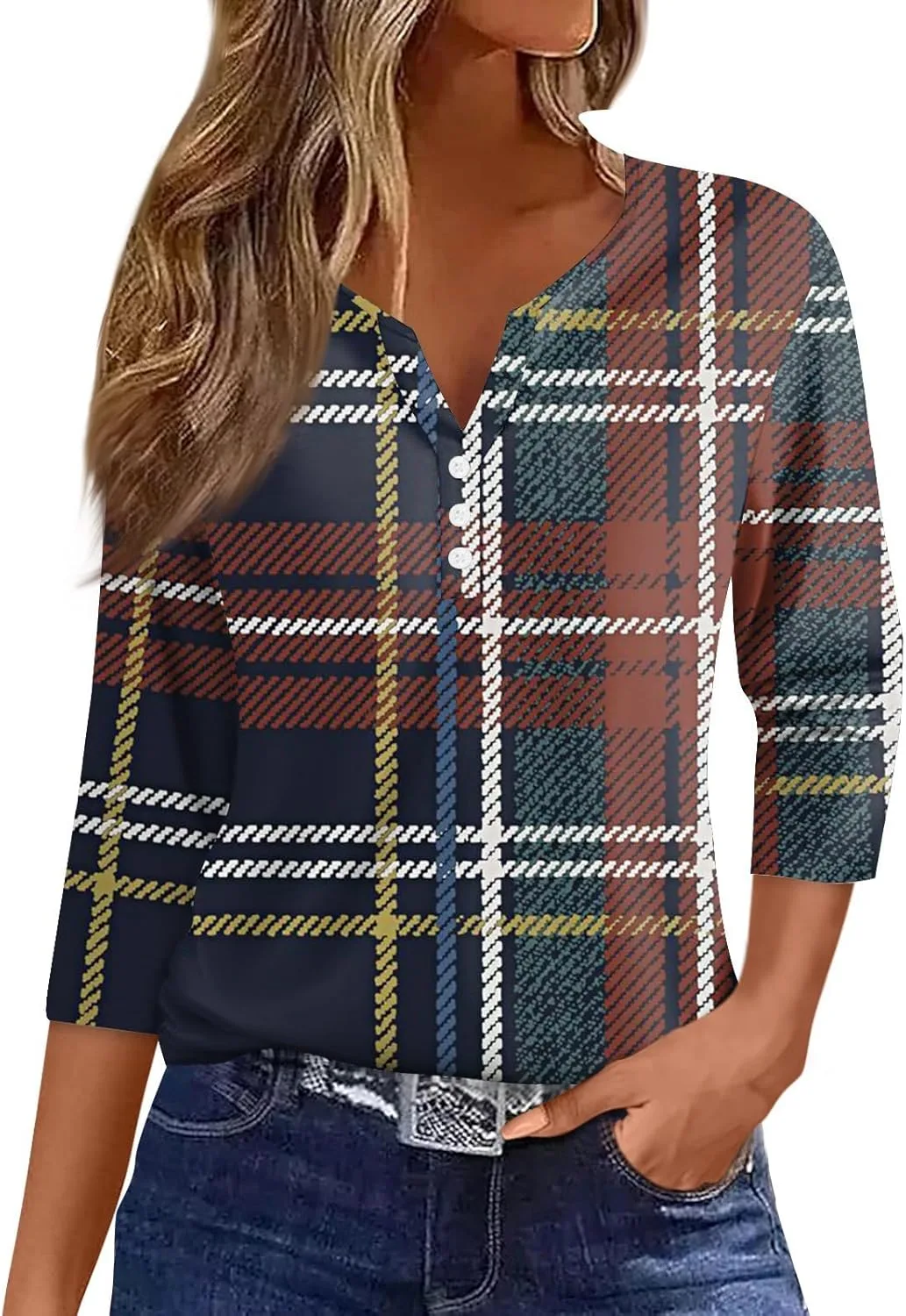 

Женская модная блуза с V-образным вырезом и 3/4 рукава