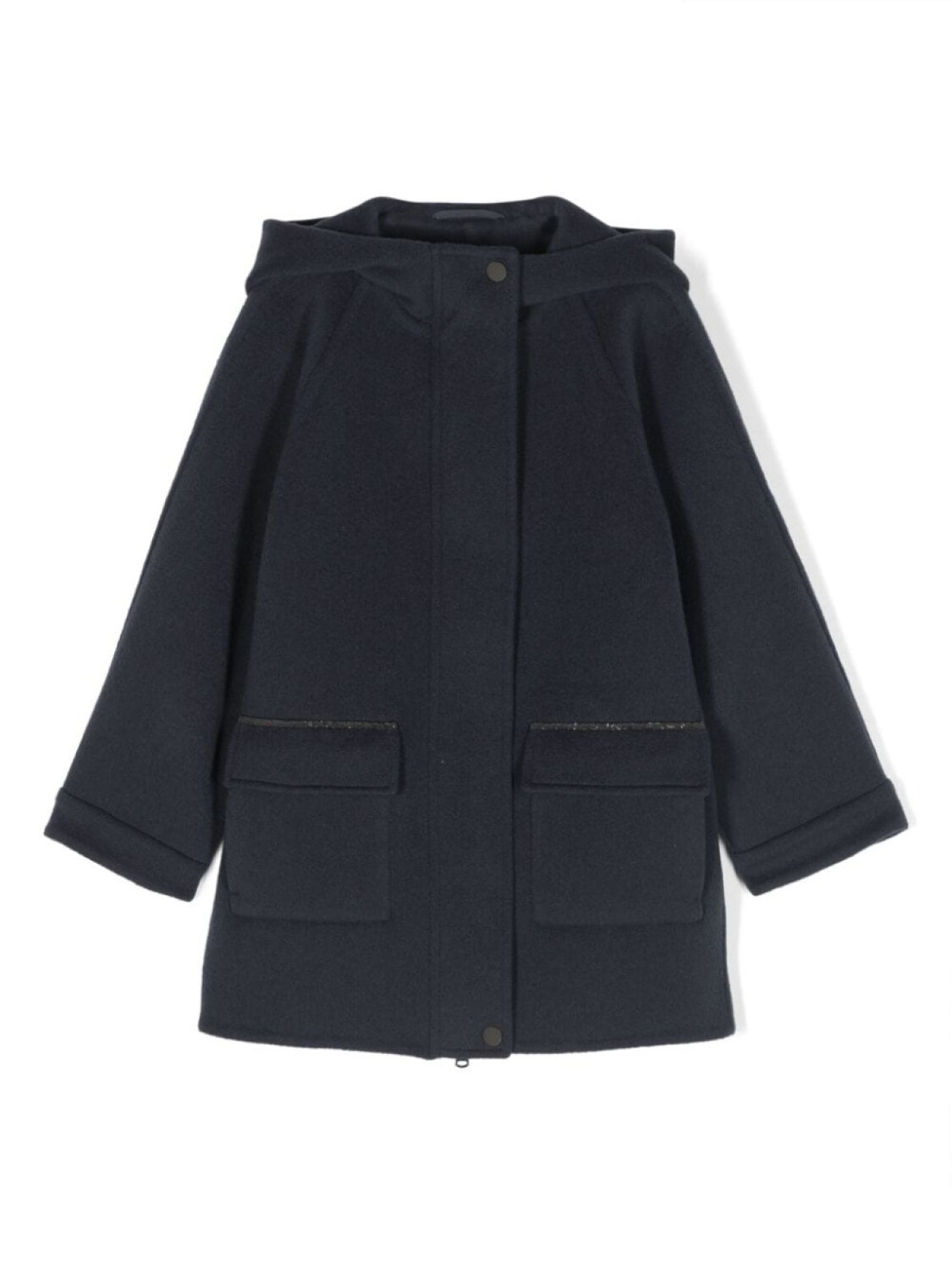 

Brunello Cucinelli Kids пальто с капюшоном и декором Monili, синий