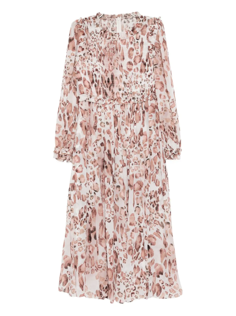 

Платье миди с леопардовым принтом и сборками Needle & Thread, нейтральный