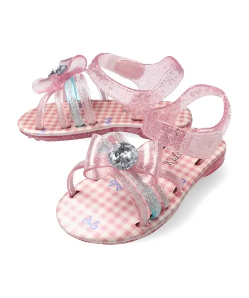 Детские сандалии Kids Foret с блёстками и бантом розовые