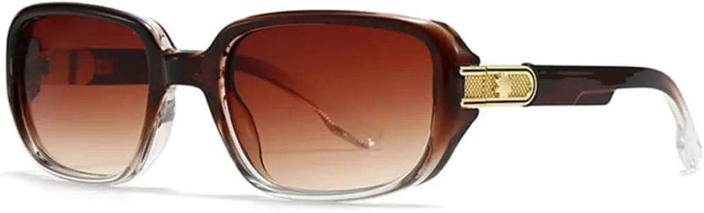 

Мужские солнцезащитные очки в стиле ретро с квадратными заклепками, модные градиентные очки с защитой от УФ-излучения UV400 для женщин TVTBBVV, Brown Tea Gradient