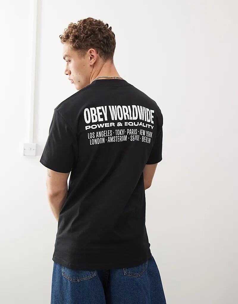 

Футболка с надписью «world power & quality» черного цвета Obey