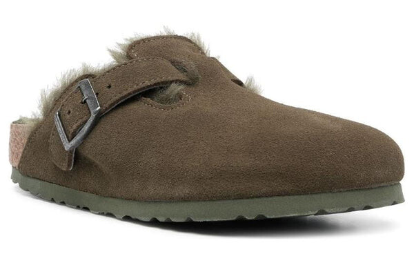 Тапочки boston shearling suede leather narrow fit 'thyme' Birkenstock, зеленый — фото 2