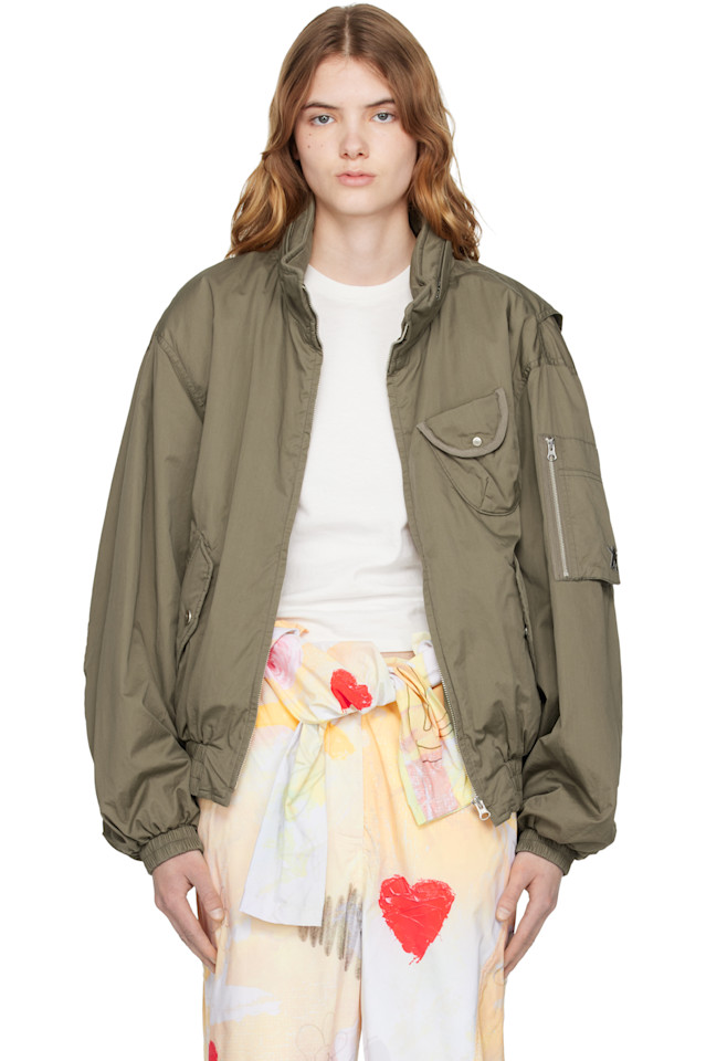 

Хлопковая куртка-бомбер в стиле карго Open Yy, хаки