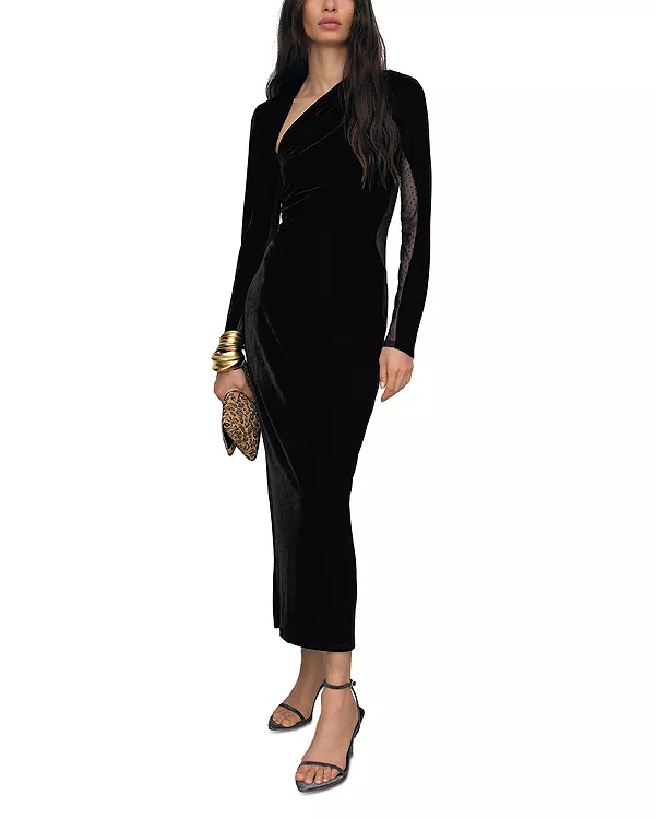 

Миниатюрное миди-платье Kass из прозрачного бархата с вставками Reiss, черный