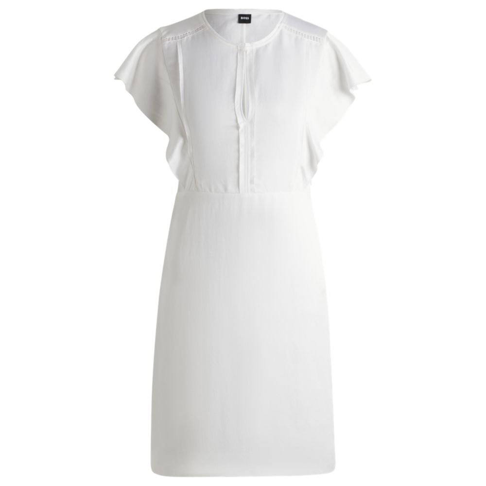 

Платье с вырезом "замочная скважина" и рюшами на рукавах BOSS, белый