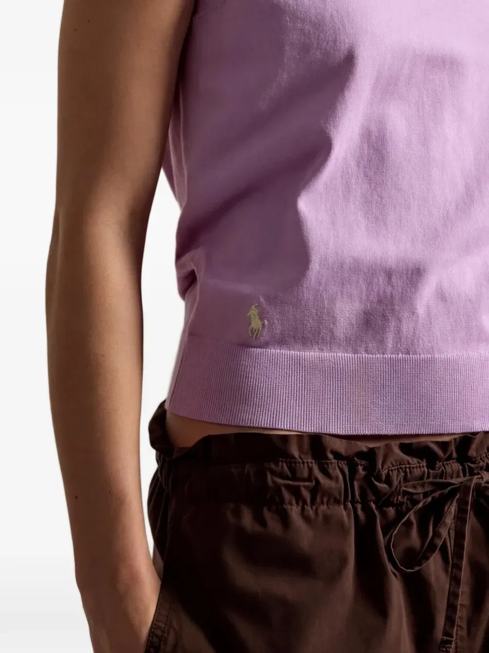 Вязаный жилет с вышивкой логотипа POLO RALPH LAUREN, фиолетовый — фото 4