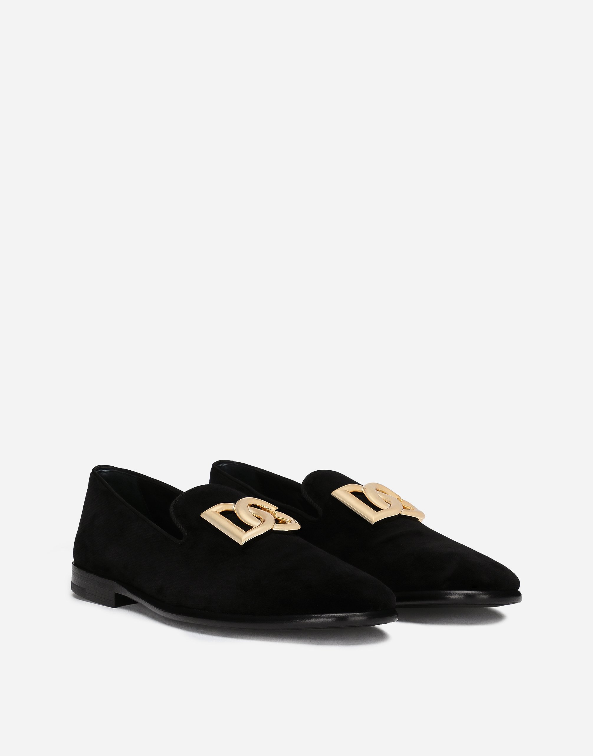 Вельветовые тапочки с логотипом dg Dolce & Gabbana, черный — фото 2