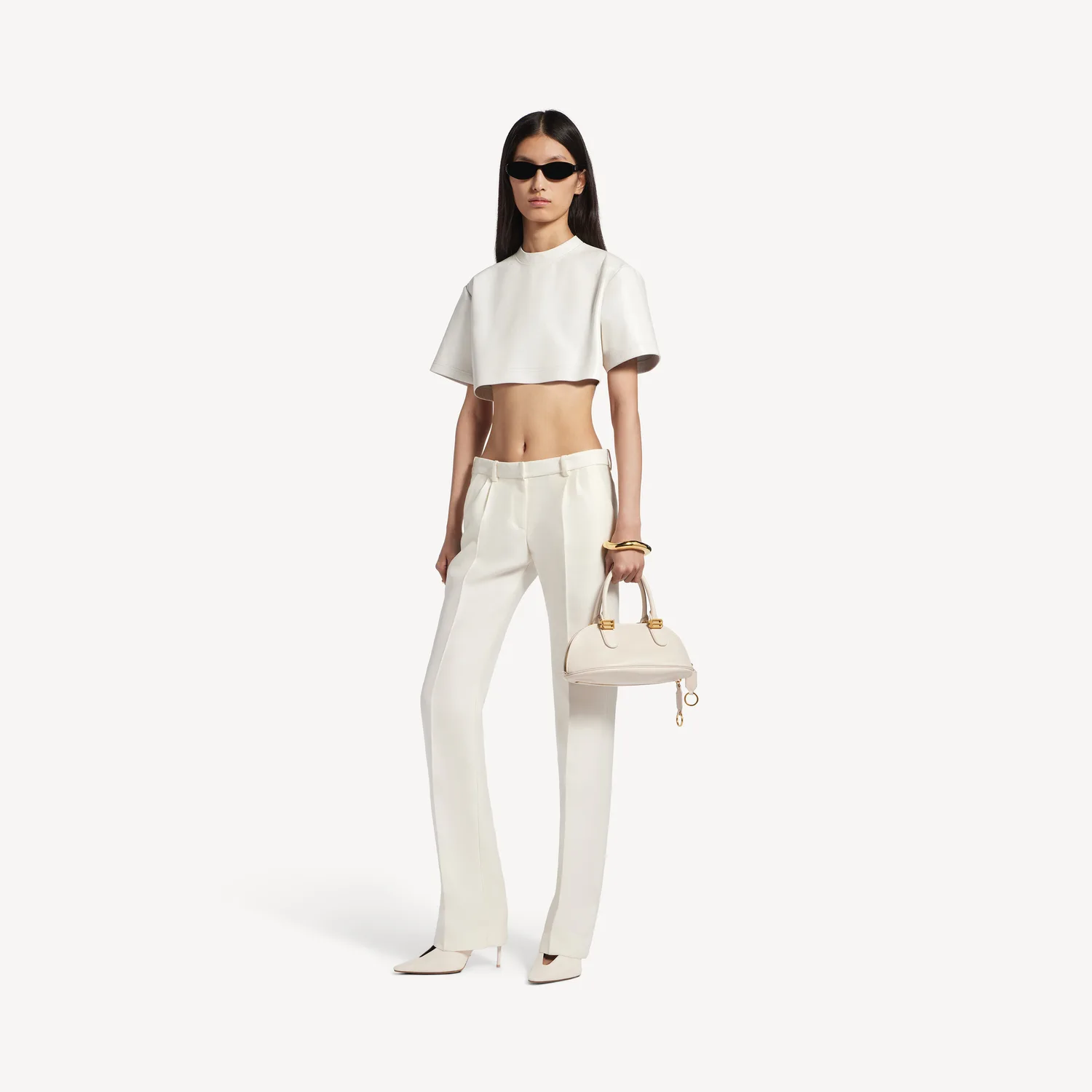 BALENCIAGA Женские приталенные брюки-слимы цвета айвори — фото 2