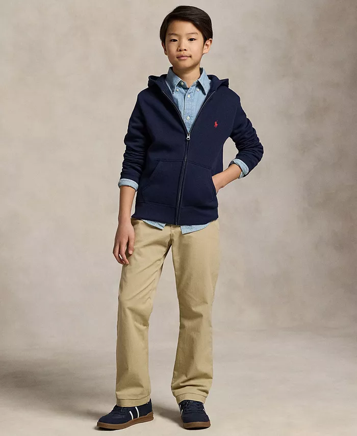 Хлопковый флисовый худи на молнии для мальчиков Big Boys Polo Ralph Lauren, синий — фото 2