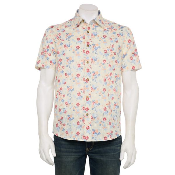 

Мужская рубашка с короткими рукавами и цветочным принтом Tricots St Raphael, цвет tan floral