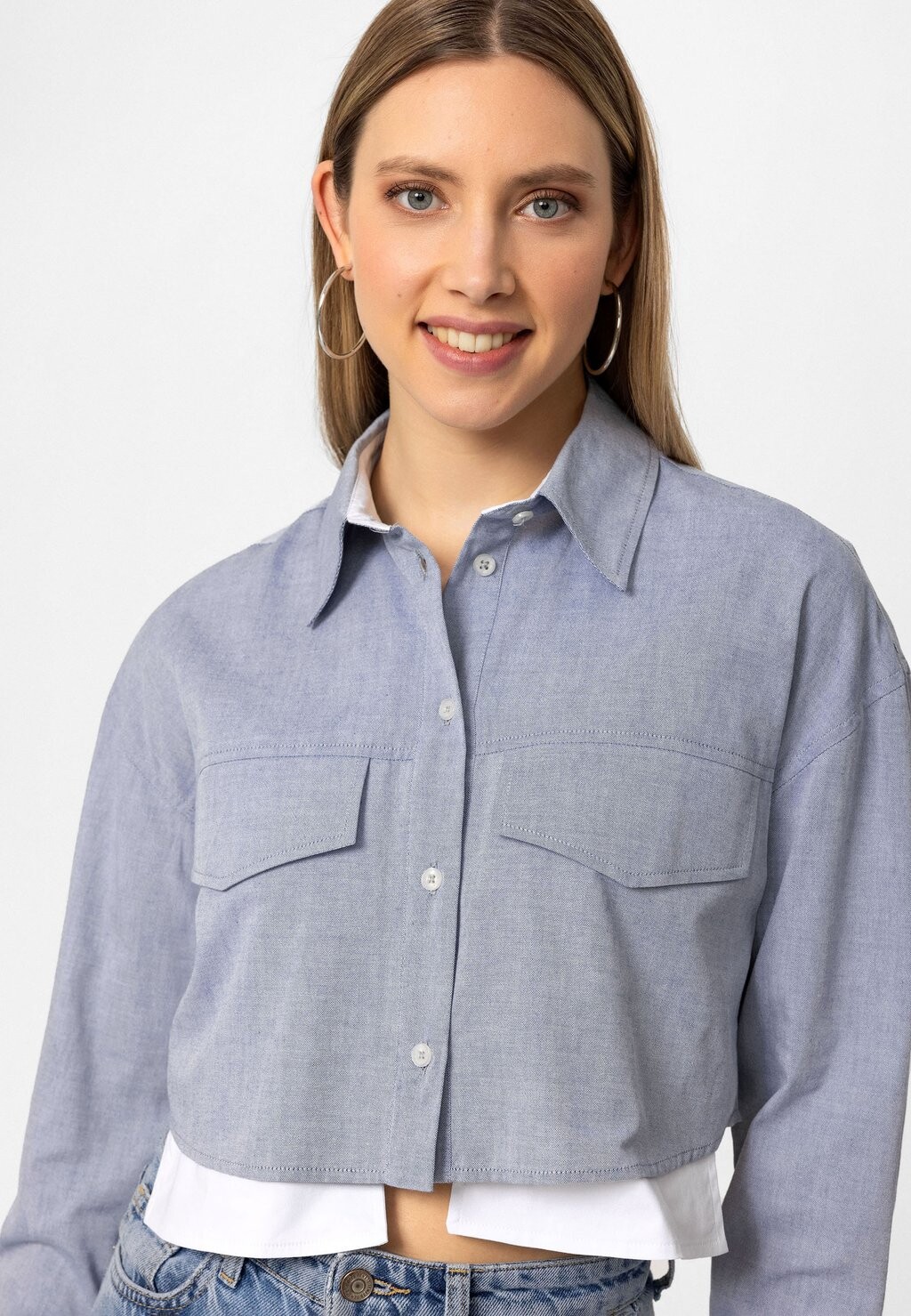 

Рубашка Oversize Crop Shirt Felix Hardy, синяя