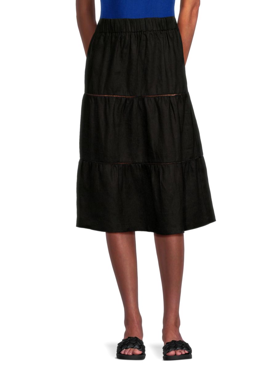 

Юбка длиной до колена из 100% льна Saks Fifth Avenue, черный