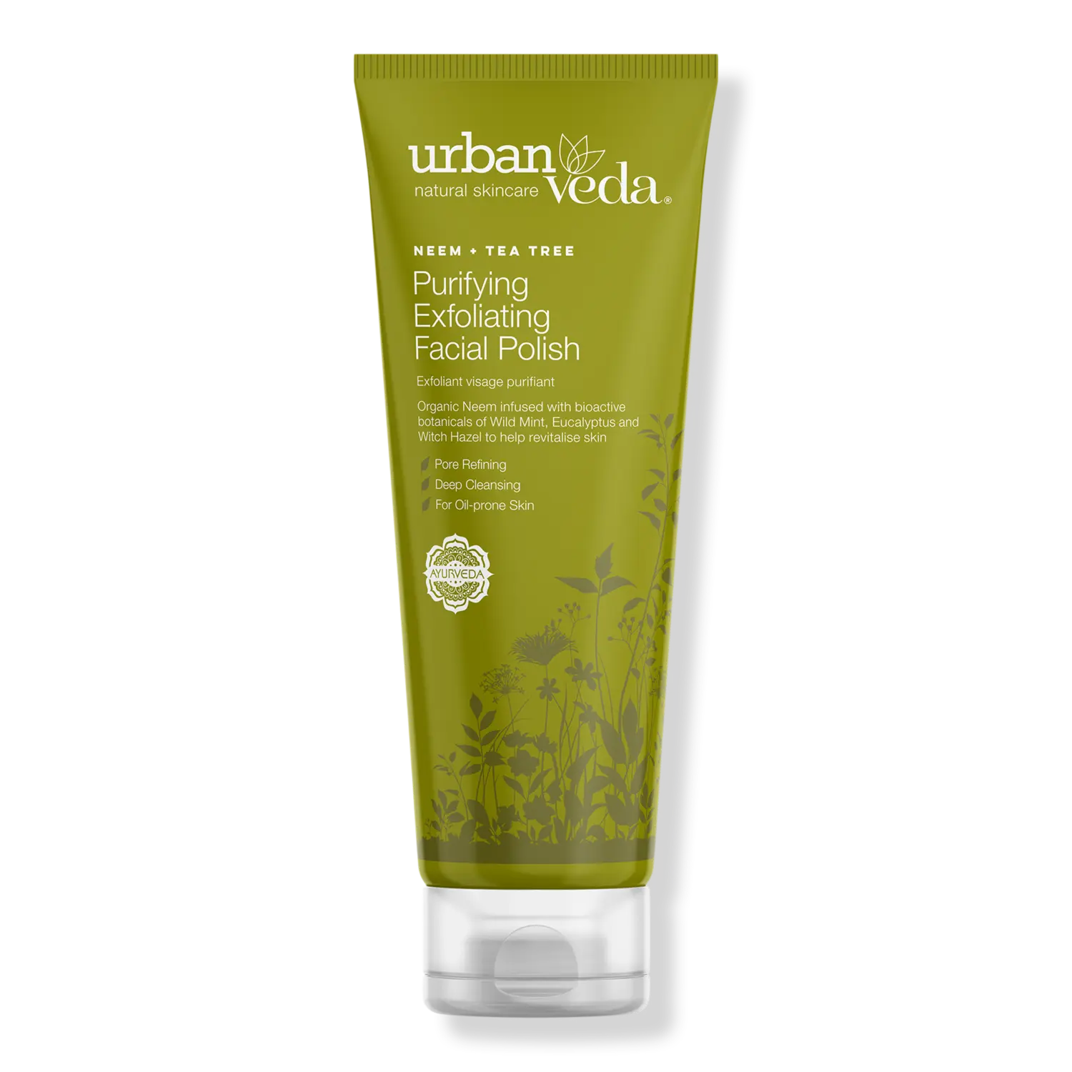 

Очищающий отшелушивающий скраб для лица с нимом и маслом чайного дерева Urban Veda