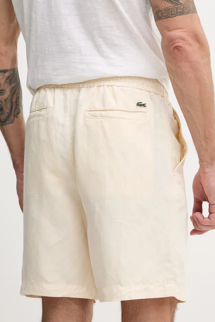 Шорты из льна модель Lacoste, бежевый — фото 3