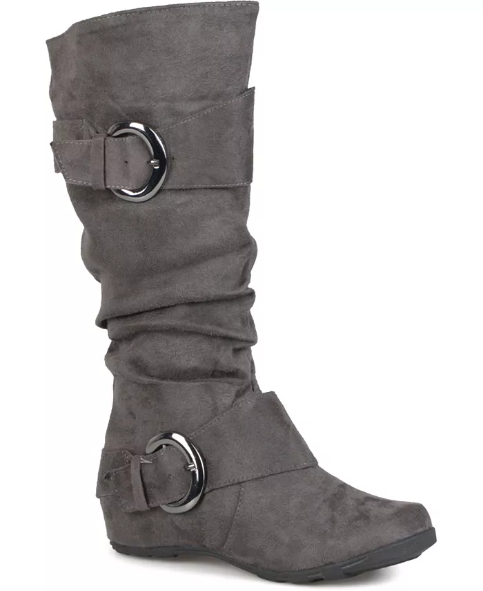 Женские сапоги Jester Extra Wide Calf с плиссировкой и пряжкой Mid Shaft Journee Collection, серый