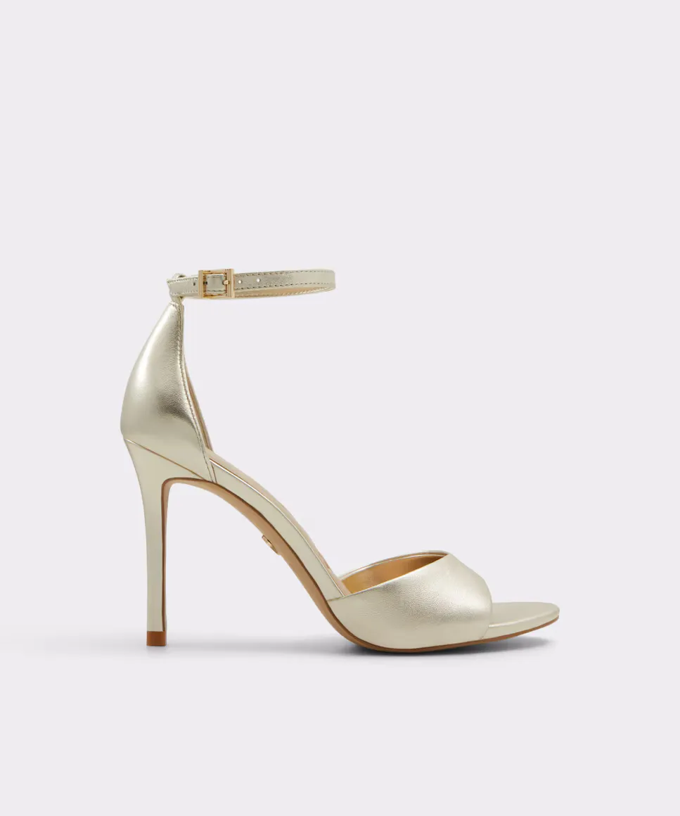 

Женские кожаные босоножки на каблуке с круглым носком Aldo, золотой