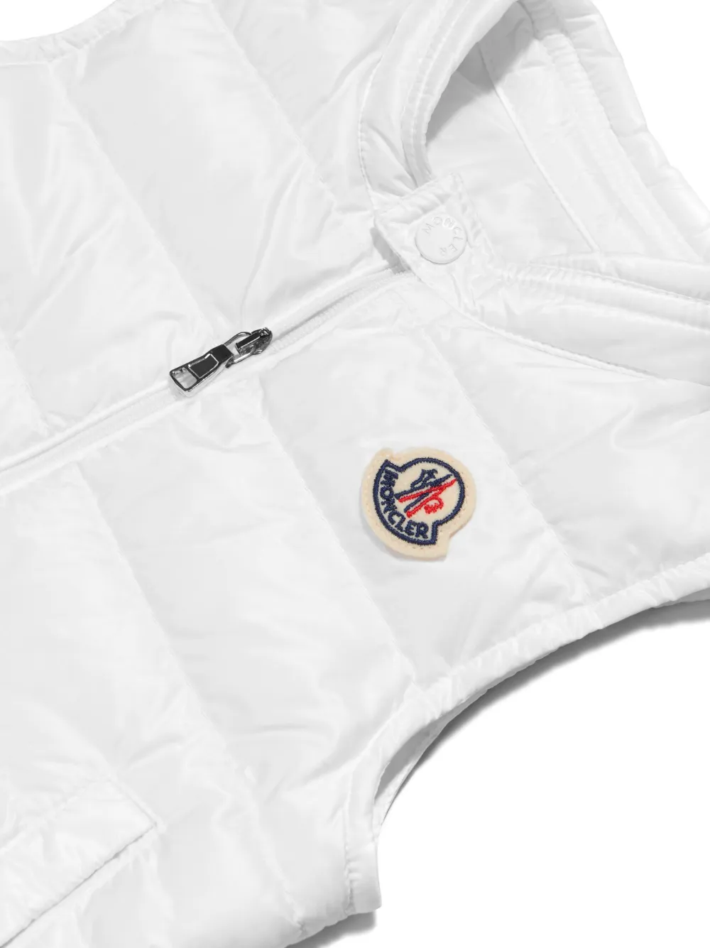 Дутый жилет с нашивкой-логотипом Moncler Enfant, белый — фото 3