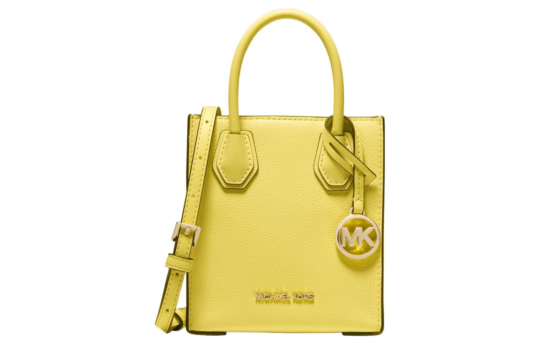 

MICHAEL KORS Кожаная сумка Мерсер Мини багажник наплечная через плечо женская желтая кремовая