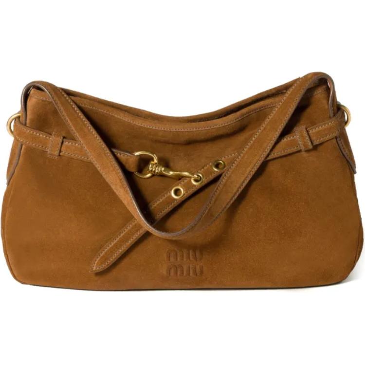 

MIU MIU Кожаная сумка через плечо для женщин верблюжьего коричневого цвета