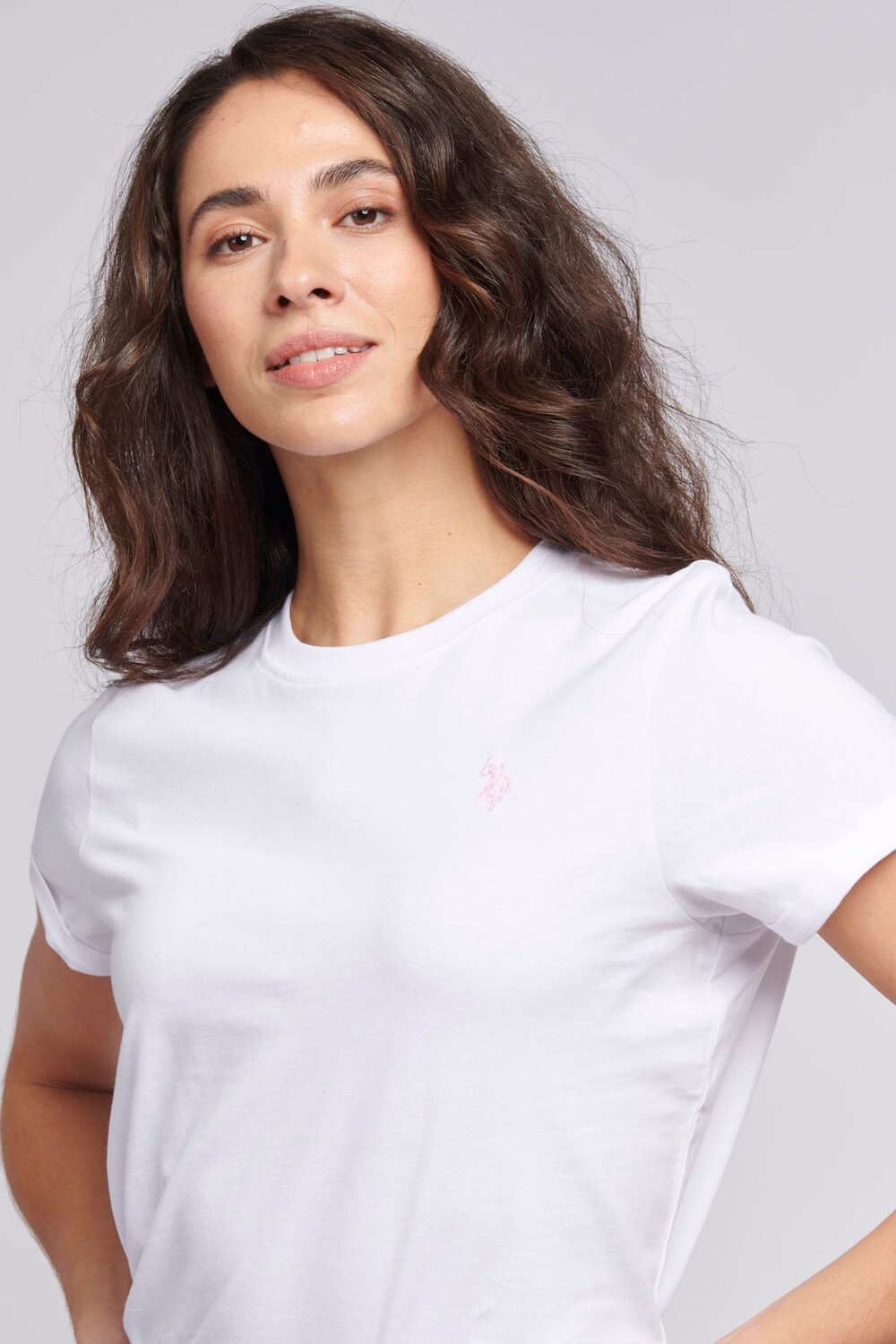 Женская футболка с круглым вырезом и надписью «Dual Horsemen» U.S. Polo Assn, белый — фото 4