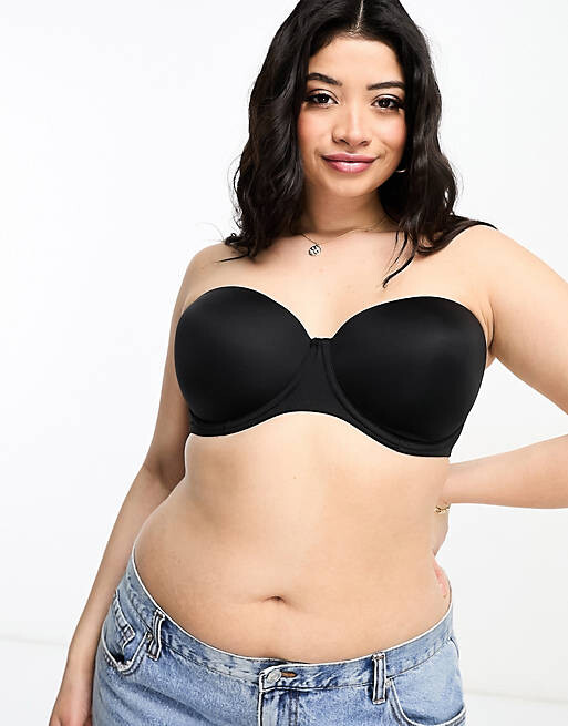 

Черный формованный бюстгальтер без бретелек из микрофибры ASOS DESIGN Curve